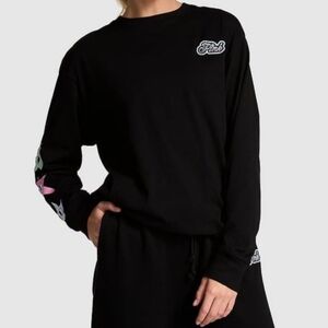 Victoria's secret PINK black stars campus long sleeve tee shirt